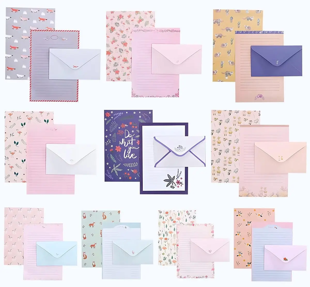 90 Sheets Cute Animal Stationary Paper and Envelopes Set,Cute Animal Lined Letter Writing Paper,60 Sheets Stationary Paper and 30 Sheets Envelopes,Printer Paper Stationery Paper.