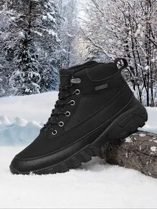 Men's Large Size Outdoor Hiking Snow Boots, Mid-Calf Work Boots, Multifunctional Short British Casual Shoes, Spring Fall Winter Wear, Trekking Camping Shoes