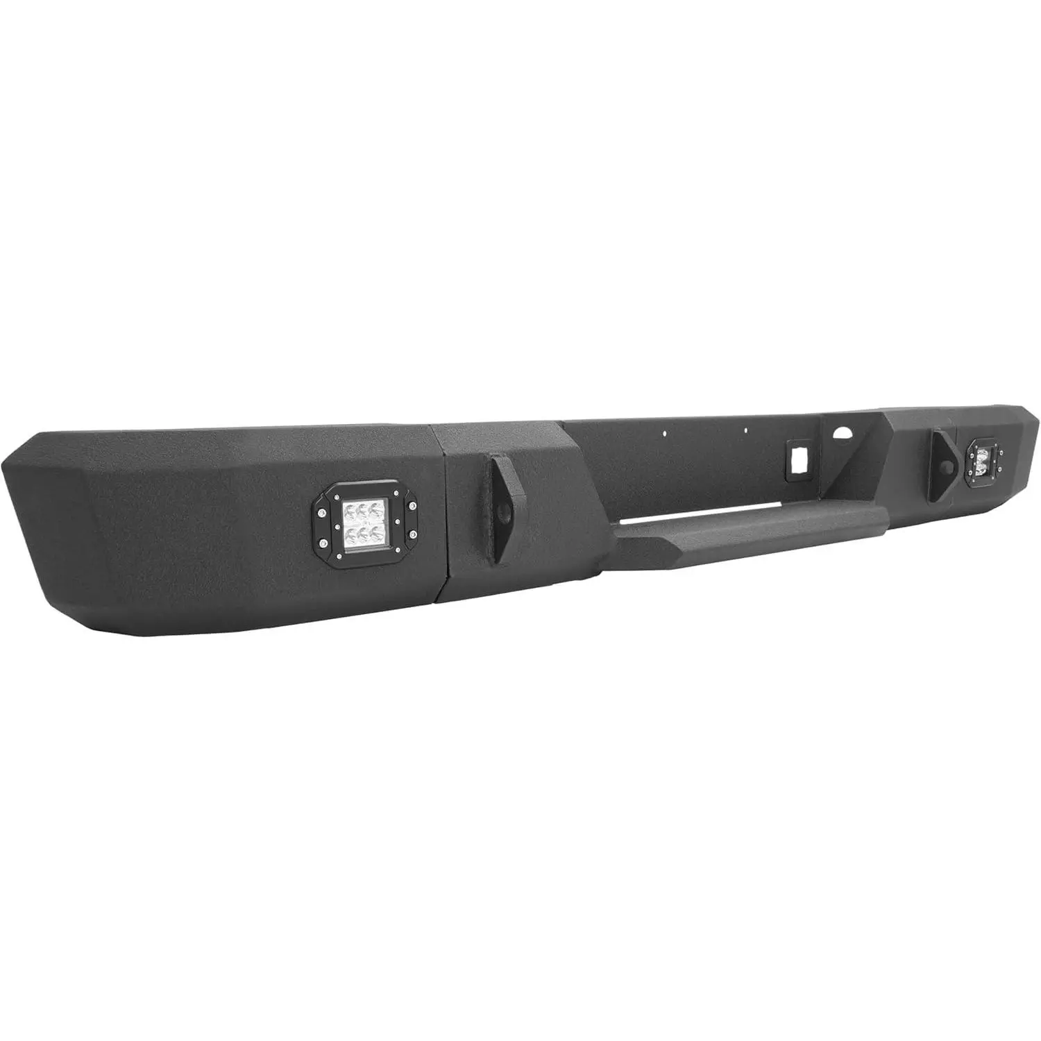 Rear Bumper Compatible with 1999-2007 Chevy Silverado GMC Sierra 2500 3500 HD W/LED Lights Steel Powder Coated Black