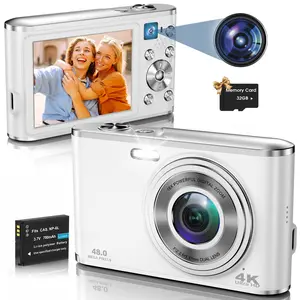 NSOELA 4K Ultra HD Digital Camera with 32GB Memory Card Dual 48MP Cameras 2.8" Screen 16X Zoom Rechargeable Compact for Beginners Rear Recording