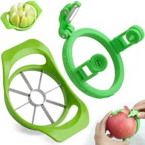 3.86 Inch Apple Slicer & Handheld Apple Peeler,Super Sharp Apple Cutter and Corer 8 Slices, Foldable Manual Rotating Apples Pear Peeler for Round Vegetables and Fruits