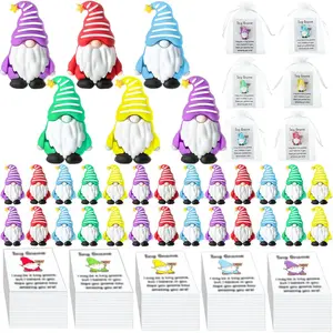 30 Sets Good Luck Positive Gifts Bulk Include Mini Gnomes Figurines, Encouragement Blessing Cards and Gift Pockets Bulk for Graduation Coworkers Fairy Yard Lawn Garden DIY Crafts