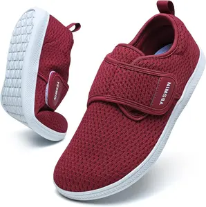 Diabetic Walking Shoes for Women Wide Toe Box Non Slip Comfortable Breathable Zero Drop Barefoot Shoe with Adjustable Strap for Neuropathy, Edema, Swollen Feet, Elderly, Pregnancy