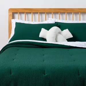 6pc Twin/Twin Extra Long Textured Comforter and Sheet Bedding Set Dark Green - Room Essentials