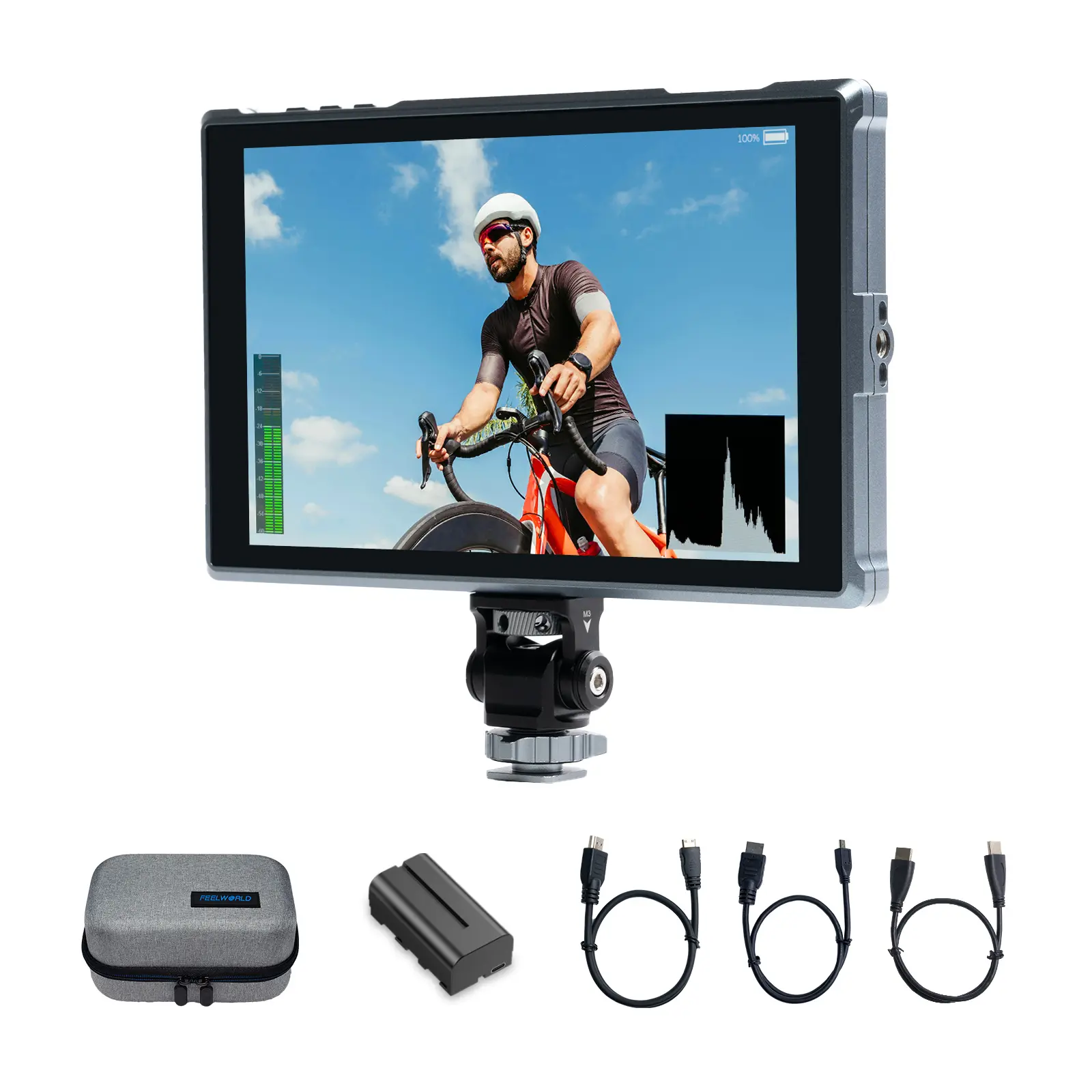 FEELWORLD FW759 PRO 7 Inch 400nit Touchscreen Camera Field DSLR Monitor with F550 Battery and Bag 4K HDMI Input 1280x800 IPS, Accurate Focus and Expose for Videography, Vlog with Sunshade