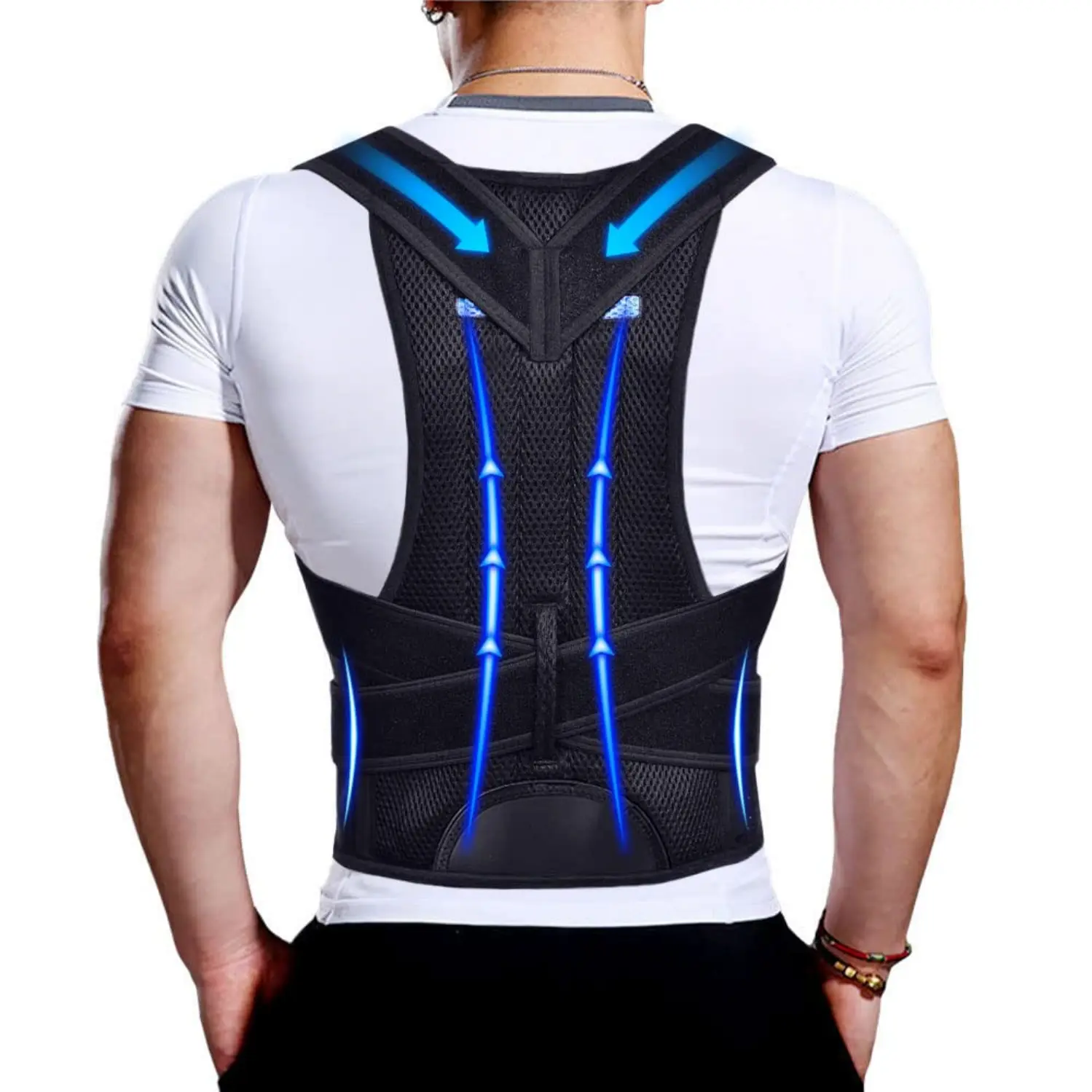 Women's Adjustable Breathable Back Straightener - Upgraded Posture Correction Back Brace for Neck, Shoulder, Waist Pain Relief, Lumbar & Full Back Support Healthcare Tool, Adjustable Back Brace, Correction Posture, Velcro, Back Pain Relief, Storage, Hook,