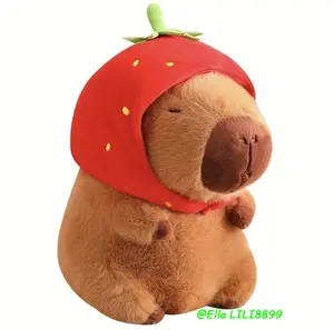 Strawberry Capybara Plush Toy, Summer Gifts, Cute Capybara Anime Fluffy Toy, Creative Birthday and Holiday Gift Options, Room Decor, Thanksgiving, Chrismats Gift Set Stuffed Animal