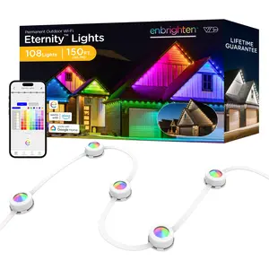 Enbrighten VIBE WiFi Color-Changing Permanent Outdoor Eternity Eave Lights, 108 Lights, 150ft. White