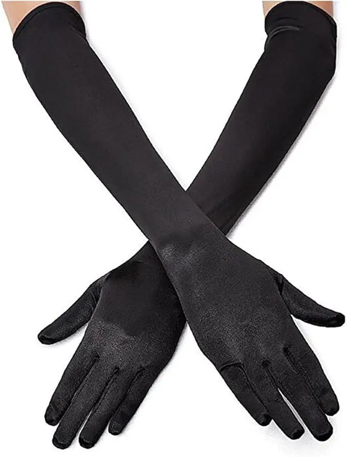 Lansian Women's Long Opera Satin Gloves, 21-Inch Elbow Length, Wedding Gloves, Flexible & Form-Fitting, Stretchy Comfortable Touch for 1920s Bridal Evening Events, Flexible Women's Gloves