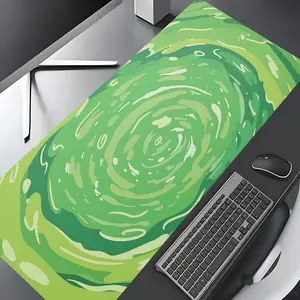Psychedelic Green Swirl Extra Large Gaming Mouse Pad,Abstract Desktop Drotection Pad,Washable Rubber Pad Non-Slip Lock Edge Multi-Size Mouse Pad Suitable For Home Office,Good Gift for Family and friends, Desk Accessories, Computer Desk Mat
