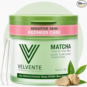 [Kbeauty]Velvente Matcha PDRN Toner Pads (100 Sheets) | Hydrating & Soothing Korean Skincare with Peptides & Hyaluronic Acid | Helps Fade Dark Spots, Calm Redness, Smooth Uneven Skin & Support Acne-Prone Skin | Daily Skincare & Makeup Prep