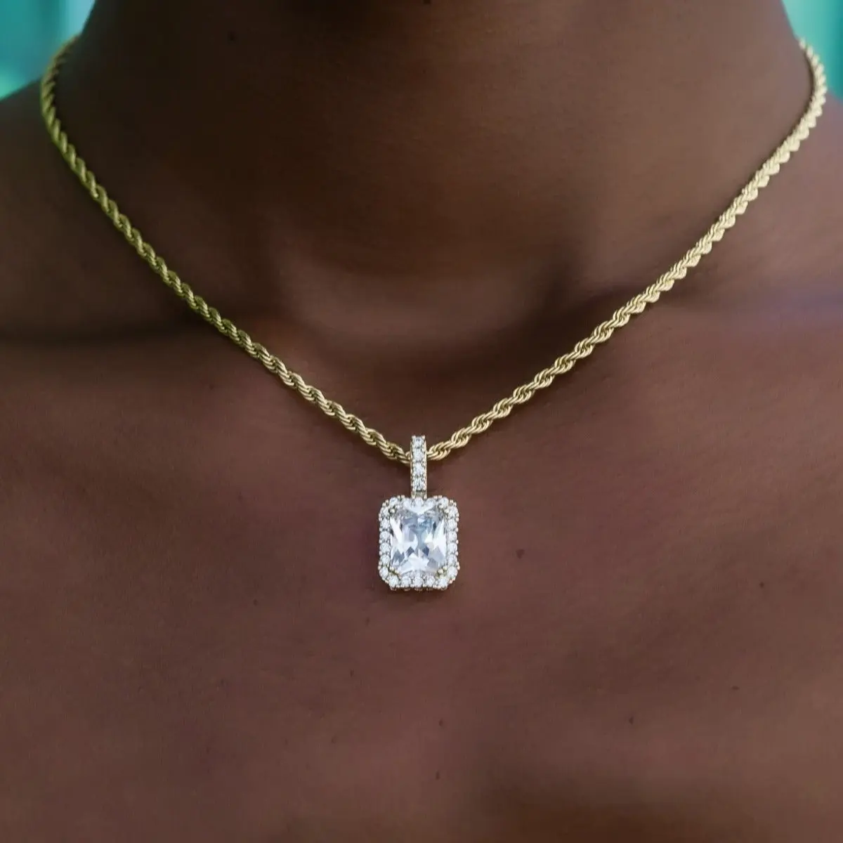 GLD Micro Diamond Stone Pendant in Yellow Gold, 18k Gold Plated, Life Guarantee - Perfect Gift(Chain Not Included) #tiktokshopsummersale