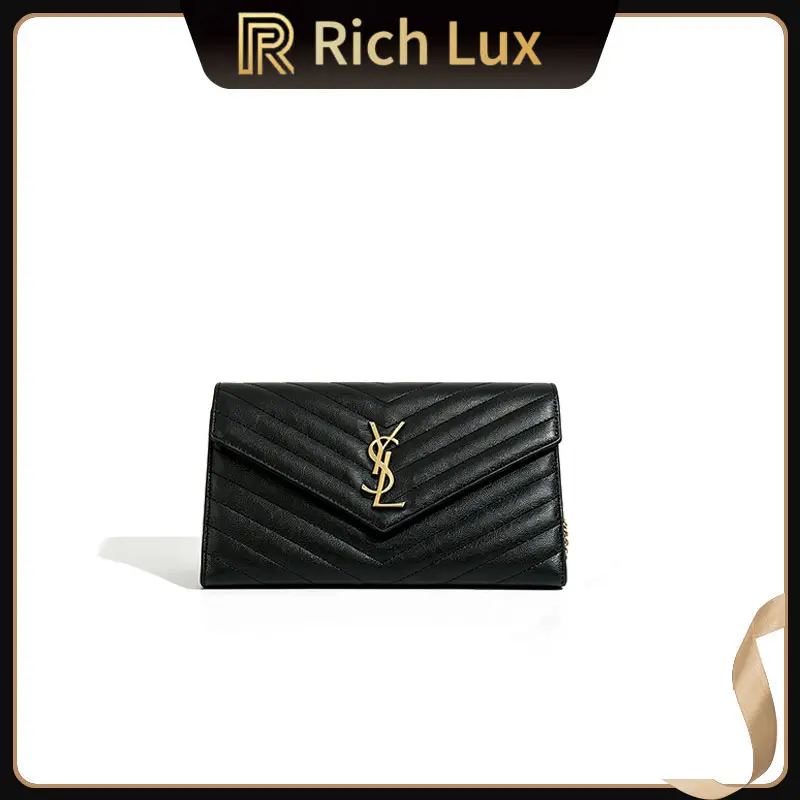 Pre-owned Yves Saint Laurent YSL Caviar Envelope Chain Shoulder Bag Grain De Poudre Leather Crossbody