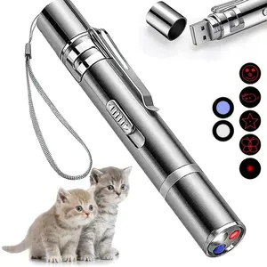 Cat Laser Pointer Toy, 7 Modes with 5 Fun Patterns, USB Rechargeable Interactive Red Light Toy with UV Flashlight for Cats, Dogs & Pets, Indoor Chase & Exercise,summervibes