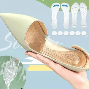 2 Pairs High Heel Cushion Inserts Women and 6pcs Gel Heel Pads, 3/ 4 Insoles Transparent Shoe Fillers Clear Gel Shoe Inserts,for Women and Self Adhesive Soft Silicone Heel Pads