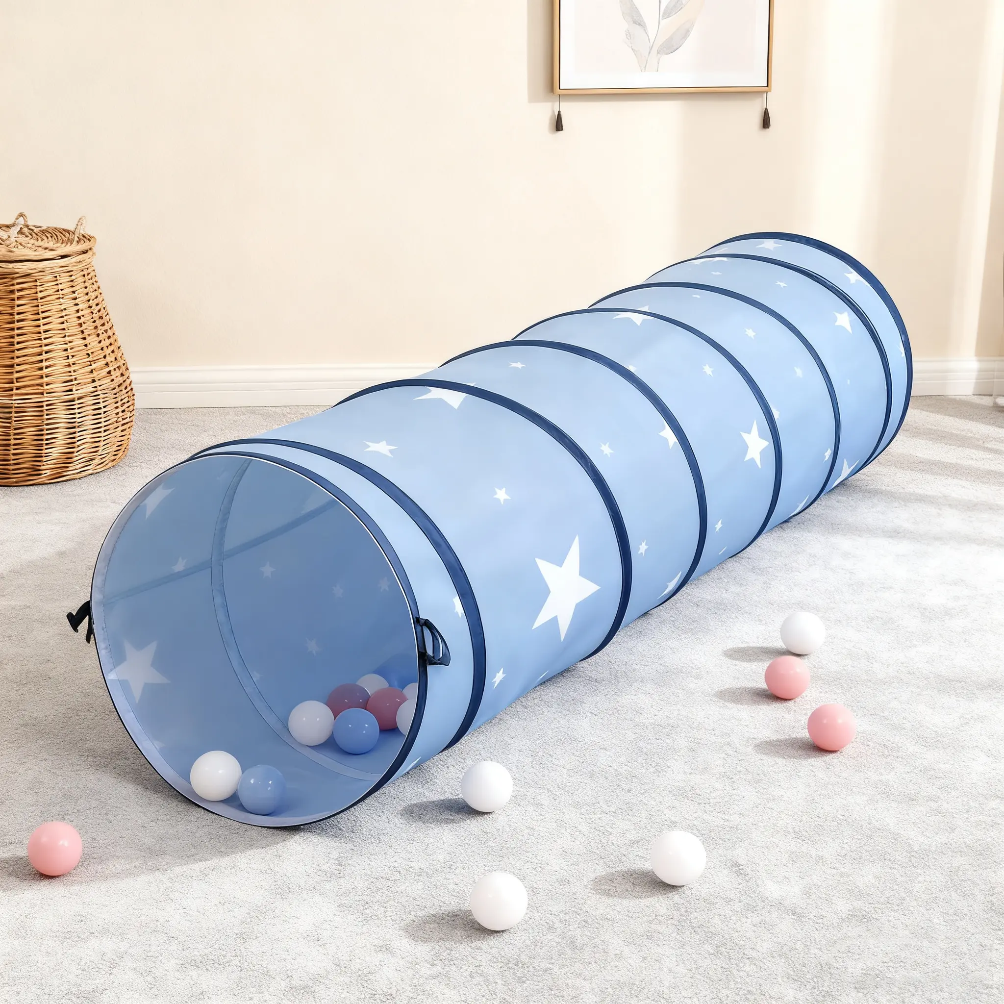 JungleDove Toddler Play Tunnel, 69" x 18" Baby Crawl Tunnel for Toddlers 1-3, Soft Fabric Indoor Outdoor Crawling Toy for Kids, Foldable Play Tunnel for Boys & Girls
