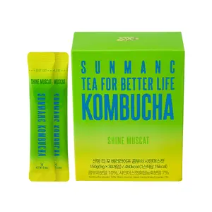 SUNMANG Shine Muscat Kombucha 30 Packets - 0g Sugar & 15 Calories - 19 Probiotic Strains & Vitamin C - Refreshing Sparkling Drink Mix for Digestive Support - Perfect K-Food Pairing (Shine Muscat)