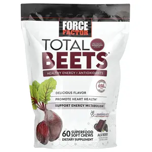 Force Factor Total Beets®, Healthy Energy + Antioxidants, Acai Berry, 60 Superfood Soft Chews