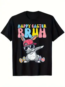 Easter Boys' T-Shirt Happy Easter Pudding Bunny Print Comfortable Casual Round Neck Short Sleeve