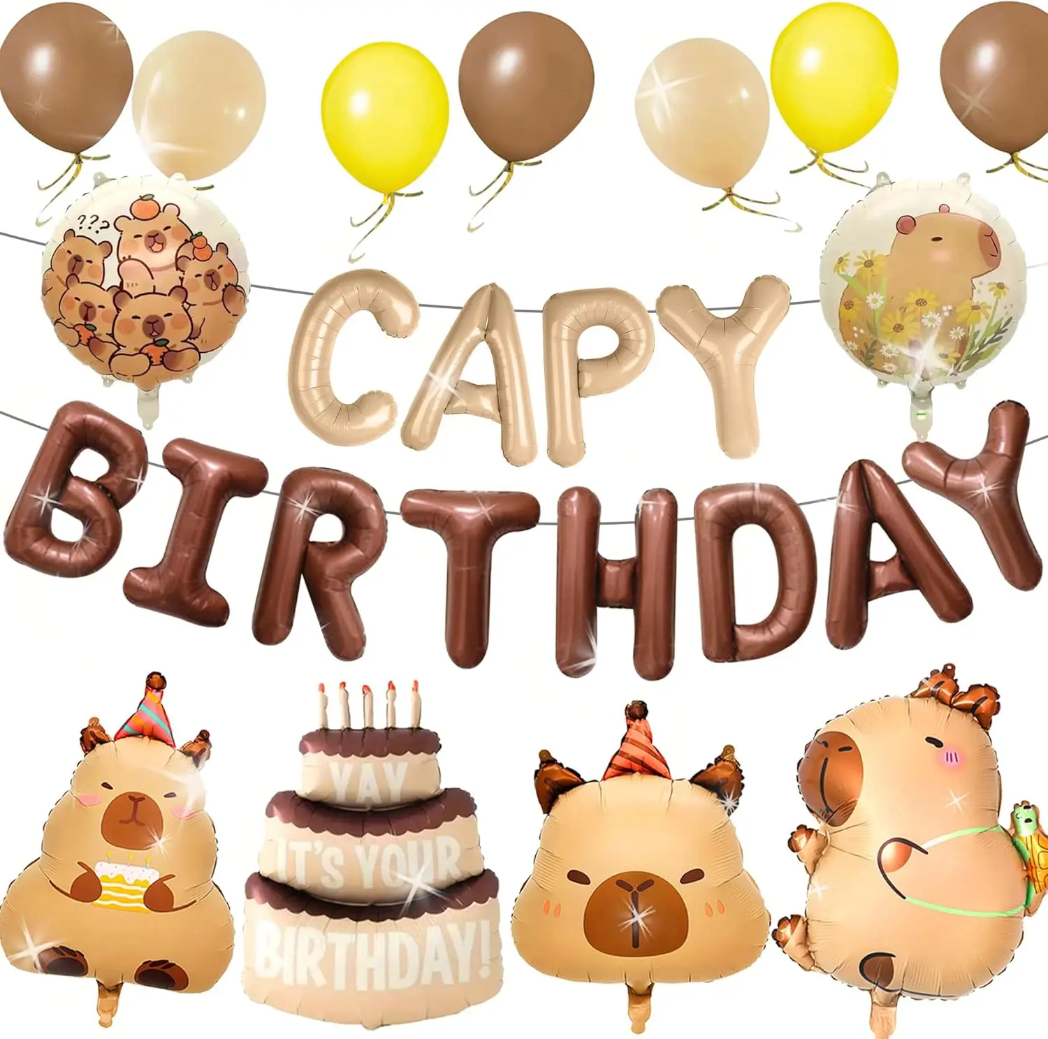 Capy Birthday Party Balloons Decorations Includes Capy Birthday Cake Balloon Party Favors Capy Theme Party Supplies Decor Ballons Set