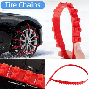 10-PCS Snow Tire Chains, Universal Emergency Tire Chains, Adjustable Plastic Anti-Skid Ties,Safety Chains for Most Cars Trucks and SUV, Reusable Portable Safety Anti-Slip Tire Chains