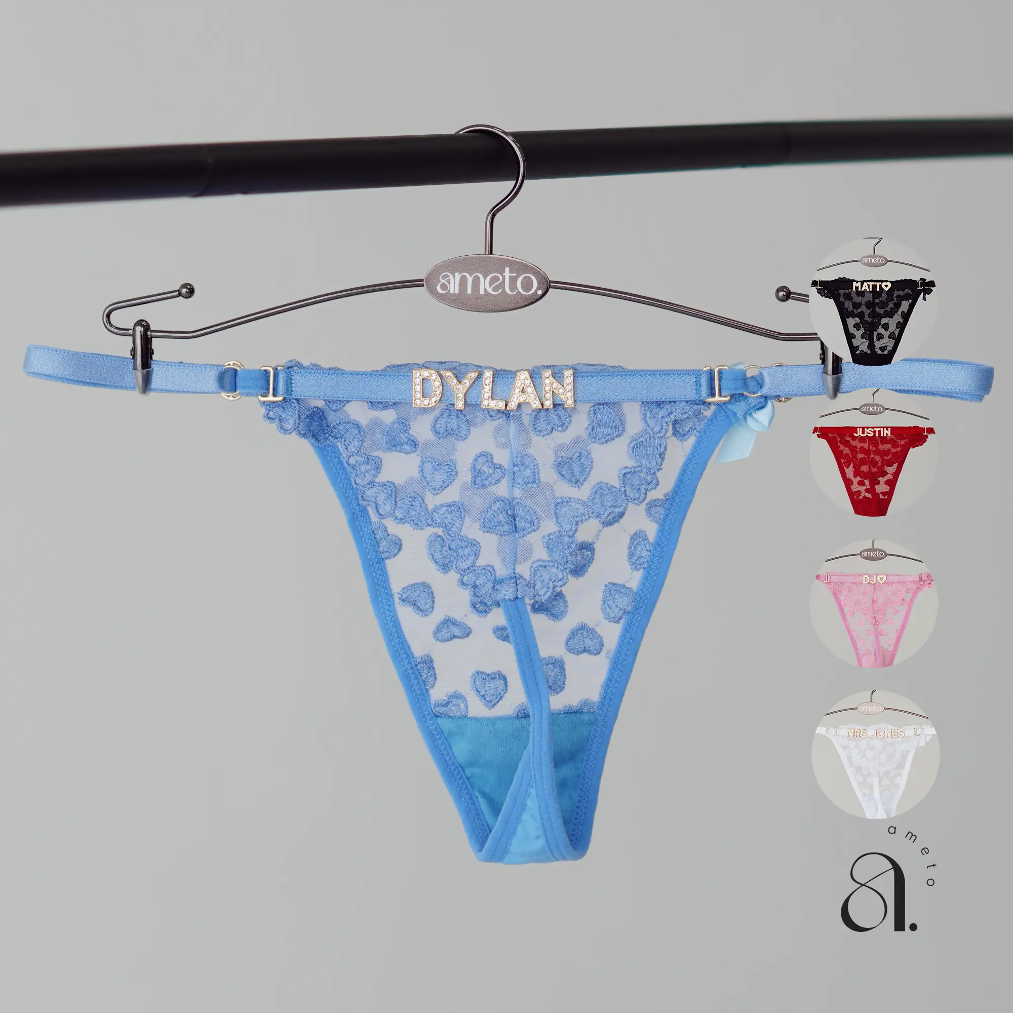 AMETO Women's Personalized Rhinestone Letter Name Panties - Cotton, Mid  Waist, Adjustable Side Strap, Detachable Custom Strap, Sexy Bridal Thong,  Lingerie for Women, Hip-Fitting, Satin Gifting Pouch, Underwear Gift Idea -  TikTok