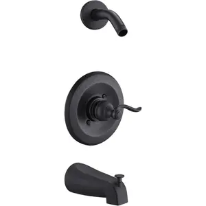 Replacement 5" Dual Shower Combo Faucet Tub Trim Kit for Delta 13/14 Series, High  Round Rain Shower & Handheld Set Faucet System,Valve& Catridge Not Inclued (Oil-Rubbed Bronze)