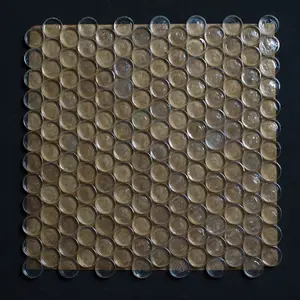 Crystal Clear Penny Round Glass Mosaic Tile Bubbles