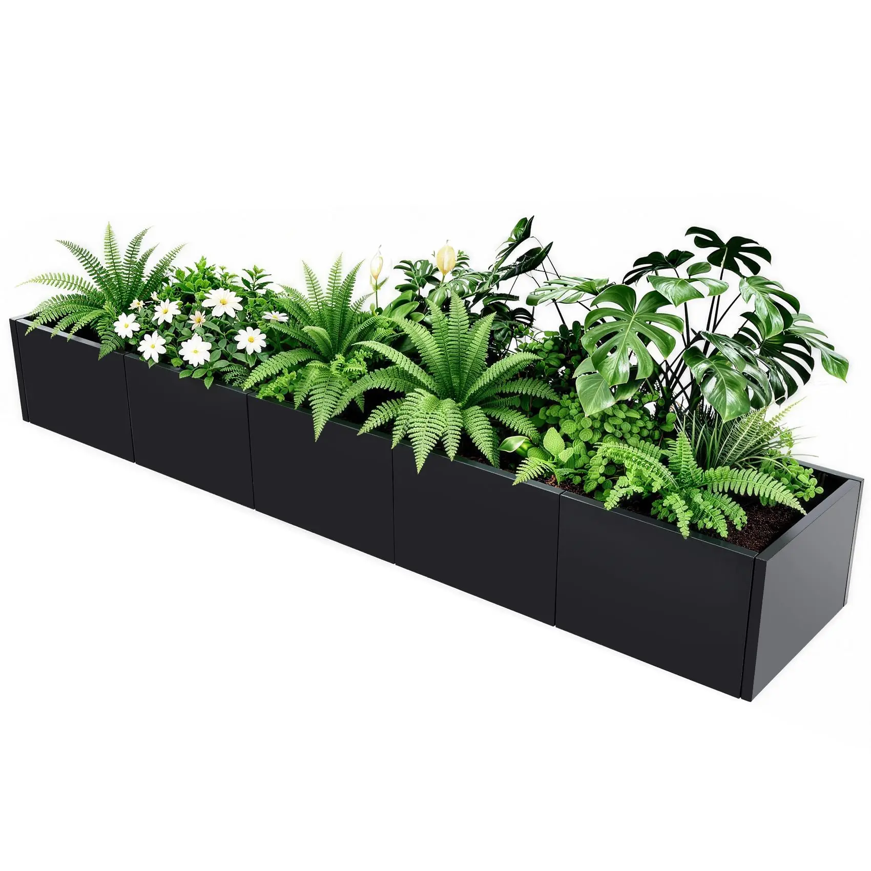 Extra Long Metal Planter Box, 68"X18"X12" Large Outdoor Rectangular Planter for Garden & Patio, Heavy Duty Steel Raised Garden Bed with Snap-on Assembly and Open Base Design
