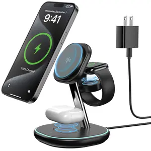 ️15W Fast Charge 3-in-1 Magnetic Station for iPhone 16/15/14, Apple Watch & AirPods  Qi2 Compatible Wireless Charger