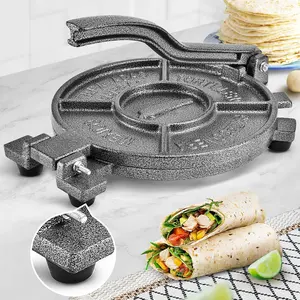 Tortilla Press 10.4" Include 100 count Phment Paper, Cast Iron Tortilla Maker, Black Gray