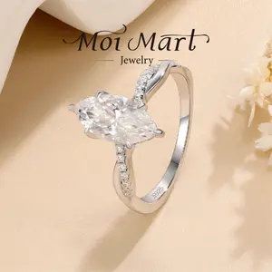 MOI MART 2CT Marquise cut Synthetic Moissanite ring, Engagement Ring in s925 sterling silver, Luxury and Anniversary Stackable Wedding Band jewelry