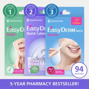 EasyDerm 3-Pimple Patch Gift Set - Quick Calming Relief Cover with Original Hydrocolloid - 94 Patches - Tea Tree & Calendula Oil - Gentle Hydrocolloid - 5-Year Pharmacy Bestseller