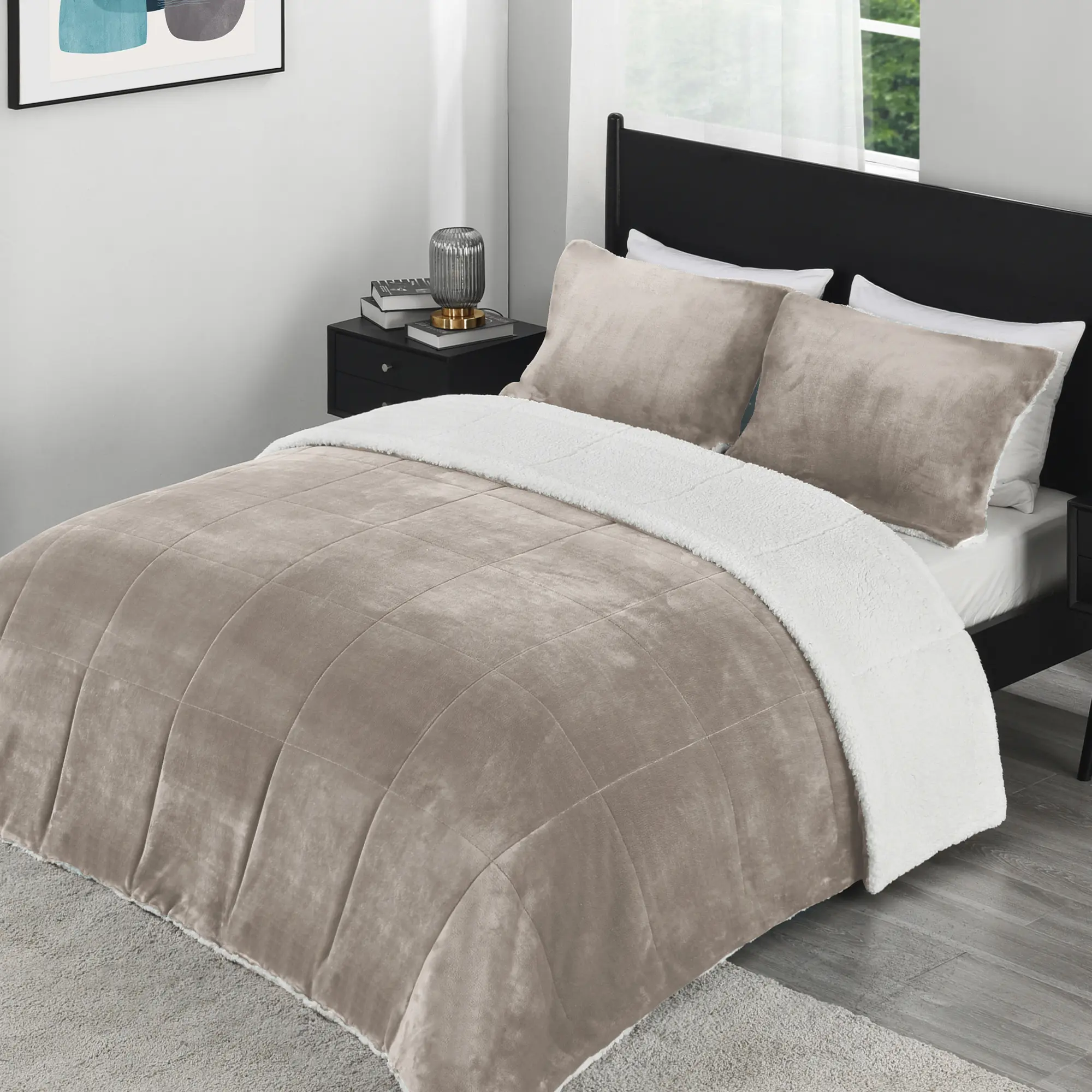 【Deals For You Days】Downluxe Ultra-Soft Micromink Sherpa Queen Comforter Set, Plush Warm Fall Winter Bedding, Luxury Bed Accessories, Christmas Gifts, TikTokShopBlackFriday Deal