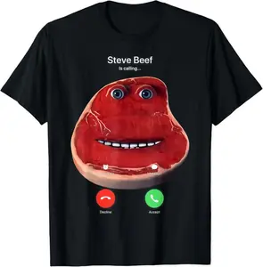 Steve Beef Is Calling T-Shirt Menswear Top 100% Cotton Vintage Distressed Graphic Big Man Streetwear Tee