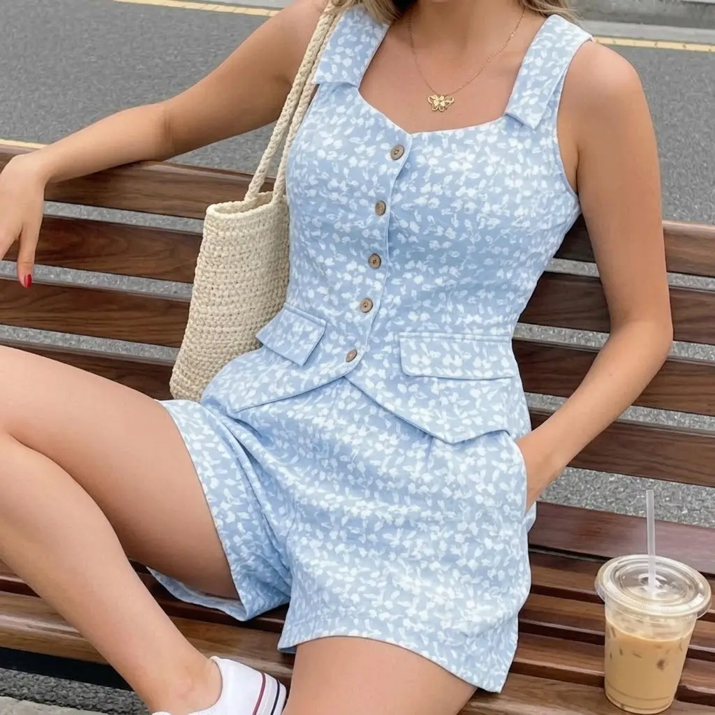 Summer Ready Jacquard Co-ord Short Set for Women, Elevated Daily Wear
