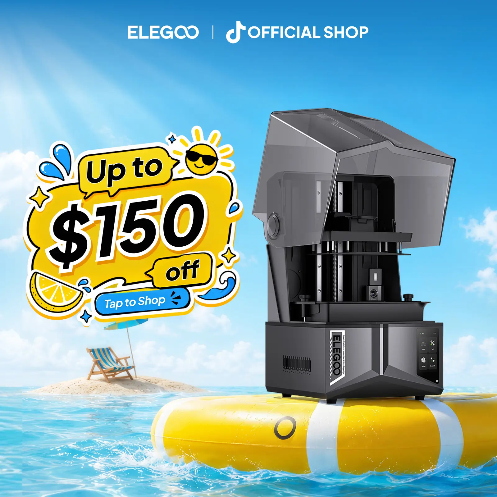 ELEGOO Saturn 4 Ultra 16K Resin 3D Printer with 10" 16K Mono LCD and Flip-up Lid, Smart Tank Heating at 30 °C, 150mm/h High Speed Printing, Large Printing Size of 8.33 × 4.66 × 8.66 Inches