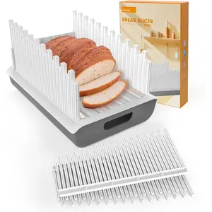 Bread Slicer For Homemade Bread,Bread Slicer Guide For Width Is Adjustable And Replaced,Bread Loaf Slicer With Crumb Tray,Suitability For Homemade Bread, Bagels, Cakes