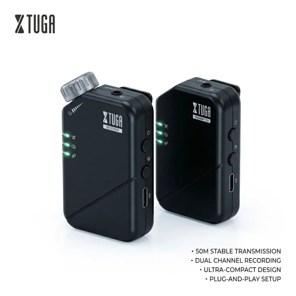 XTUGA J02s Guitar Wireless in Ear Monitor System Set, 2.4G Stereo IEM Wireless System, with Transmitter Beltpack Receiver Kit, Automatic Pairing, for Studio Band Rehearsal Live Performance, Music Player Singer Song Writer Friend Christmass Gift