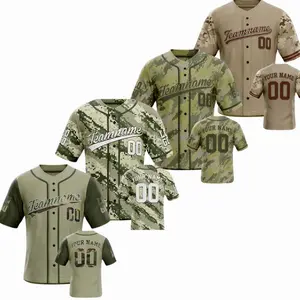 Custom Camo Baseball Jersey Personalized Name & Number - White Piping Button Up Jersey - Custom Team Baseball Shirt Gift