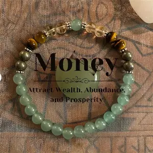 Money Bracelet Attract Wealth Abundance And Prosperity Healing Crystal Bead Gorgeous Beads Stone Gemstone Jewelry Energy Love Girlfriend Boyfriend Souvenir Valentine Father Mother Anniversary New Year Christmas Halloween Birthday Gift
