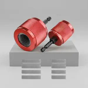 Set of 2 Metal Copper Pipe Brush Cleaning Tools (3/4 inch & 1/2 inch) with Removable 1/4" Hex Handle & 8 Extra Replaceable Blades, Tool Kit Set for Cleaning Rust, Stains and Paint on Copper Pipes