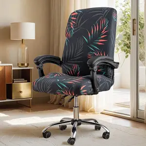 Office Chair Cover With Durable Zipper, Printed Washable Elastic Furniture Protector, High Back Computer Chair Cover, Office Chair Seat Slipcover
