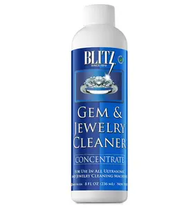 Blitz Gem & Jewelry Cleaner Liquid Concentrate for Gold, Silver, & Platinum Jewelry Cleans Non-Porous, Precious & Semi-Precious Stones. Non-Toxic, Non-Abrasive, & Planet Friendly Made in USA 8oz