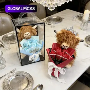 Highland Cow Plush Doll, Cute Cow Design, with Everlasting Realistic Flower Bouquet, Perfect Decorative Plush Doll, Valentine's Day Gift, Mother's Day Gift, Best Gift for Grandma #GLOBAL PICKS