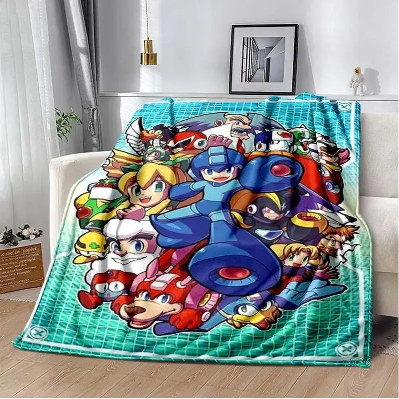 Cartoon Rockman Megaman Game Soft Plush Blanket - Super Soft Flannel Fleece, Christmas Gift, Anime Gift Ideas, Cartoon Pattern, Cozy Aesthetic, Lightweight for Sofa Couch Travel (Blanket Life Essential), 30*40（Baby）