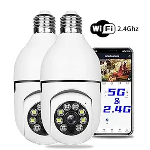 E27 Light Socket Security Wireless Camera,Color Night Vision & Human Detection Target Camera Security 2.4G/5G WiFi Easy Install Ptz Protection, Light Bulb Camera, WiFi Cameras