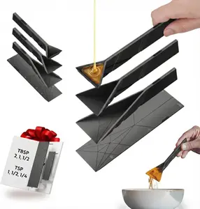 Original Flat 3-in-1 Folding Measuring Spoons | 2 Spoons fold into 6 Sizes | Magnetic | DuraBend Tech lasts 100k+ folds | LeakProof for Wet & Dry | Gift Packaging | Baking/Cooking (Black)