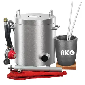 6KG Propane Melting Furnace Kit, Gas Metal Smelting Kit, Home Foundry Set with Crucible and Tongs Complete for Scrap Metal Recycling Gold, Silver, Copper, and Aluminum Smelting and Refining