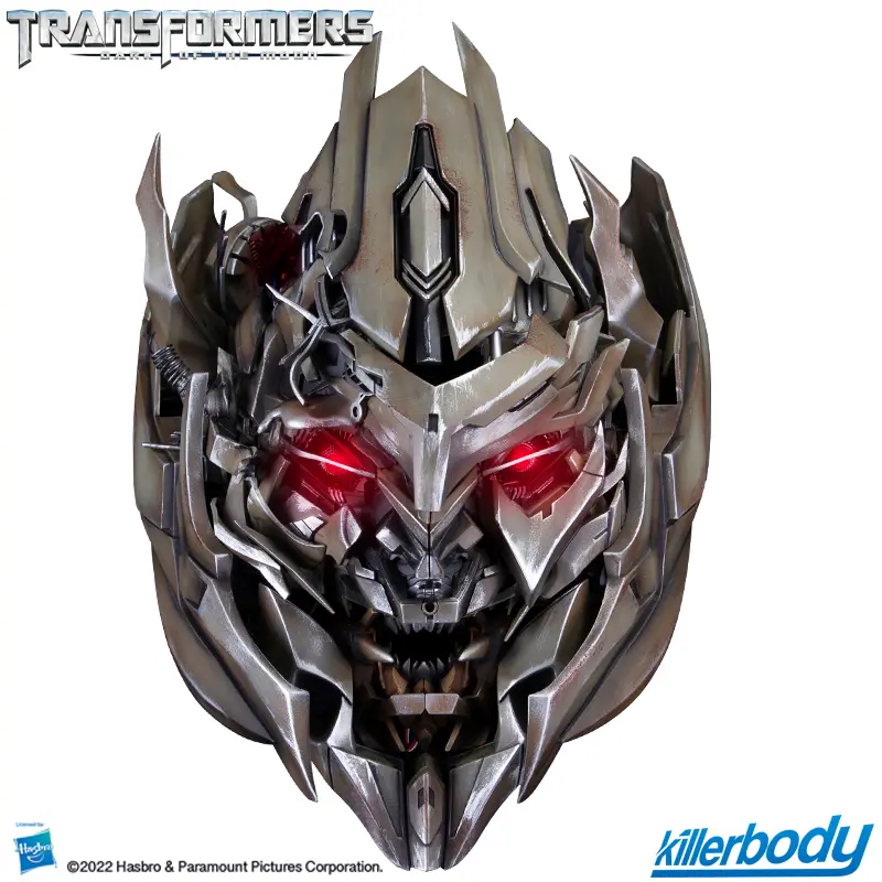 Killerbody Transformers Megatron Wearable Helmet Collectible - Hand-Painted Battle Damage, Voice Changer, Electric Open Eyes, Battle Lights, Touch Control, English & Chinese Voice Options, Accessories, Remote Control*1